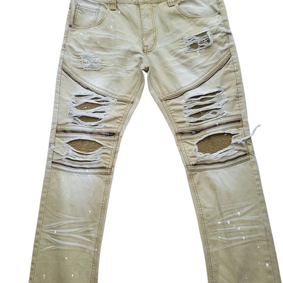 Smoke Rise Original Vintage Denim Destroyed Slim-Fit Jeans Size 38/34 - Picture 8 of 13